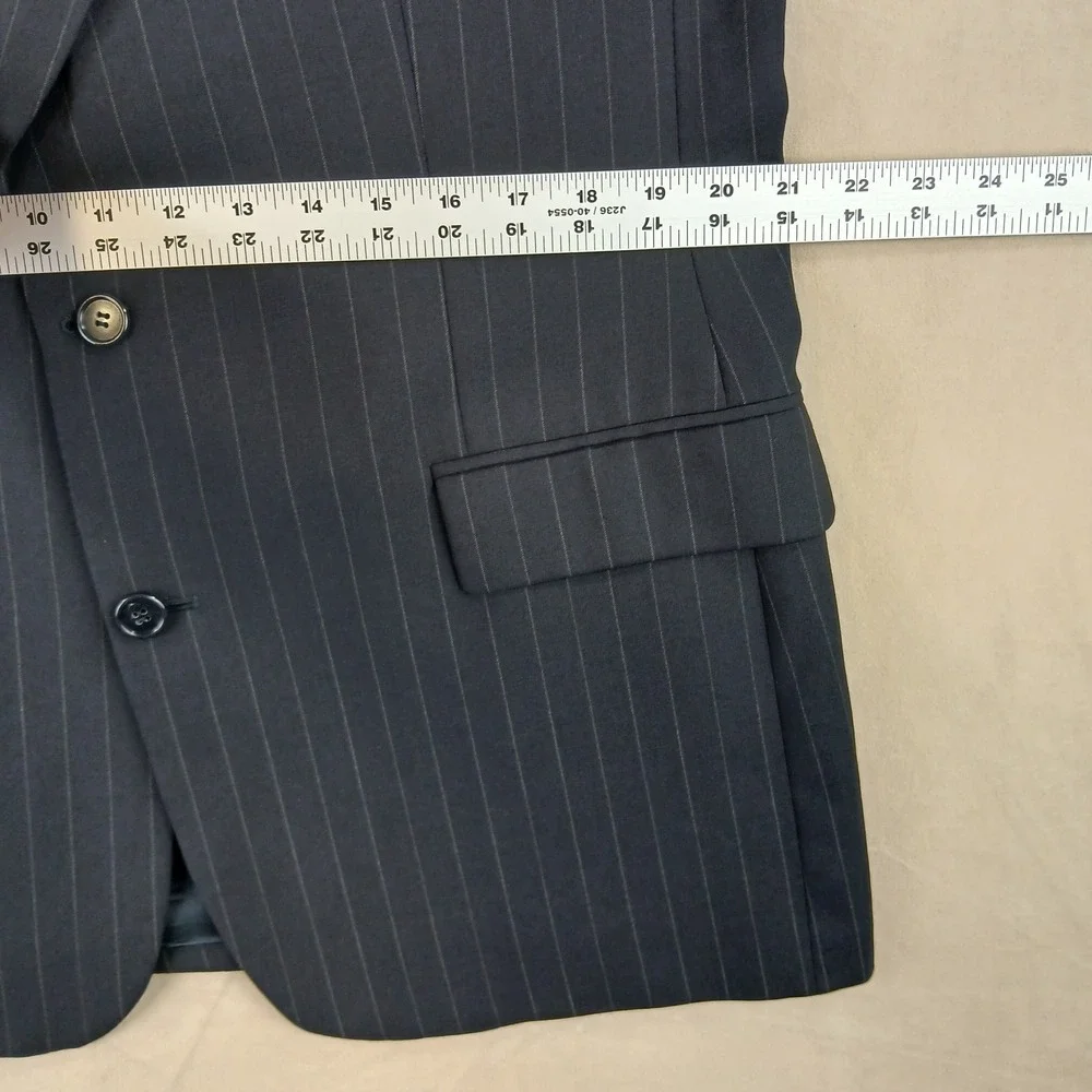 Brooks Brothers Brooksease 42R Mens Sport Coat Jacket Navy Wool 22x31 Pinstripes